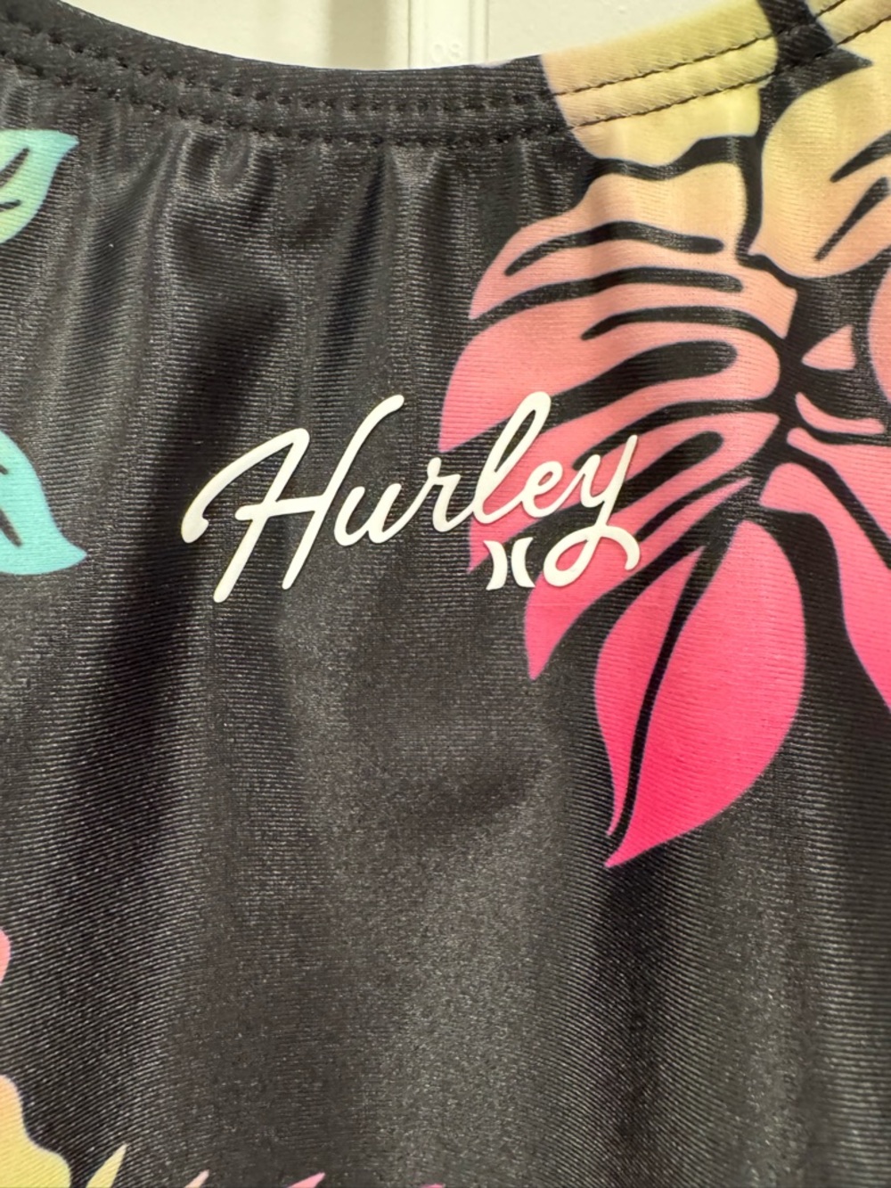 Hurley Girls Swim XXL 18-20 Black Floral Tankini with Pink Side Ruffles - Picture 6 of 11